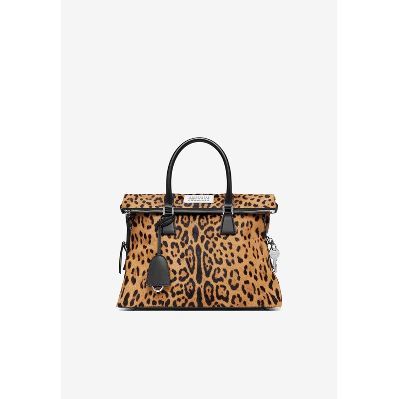 Medium 5AC Leopard Print Top Handle Bag