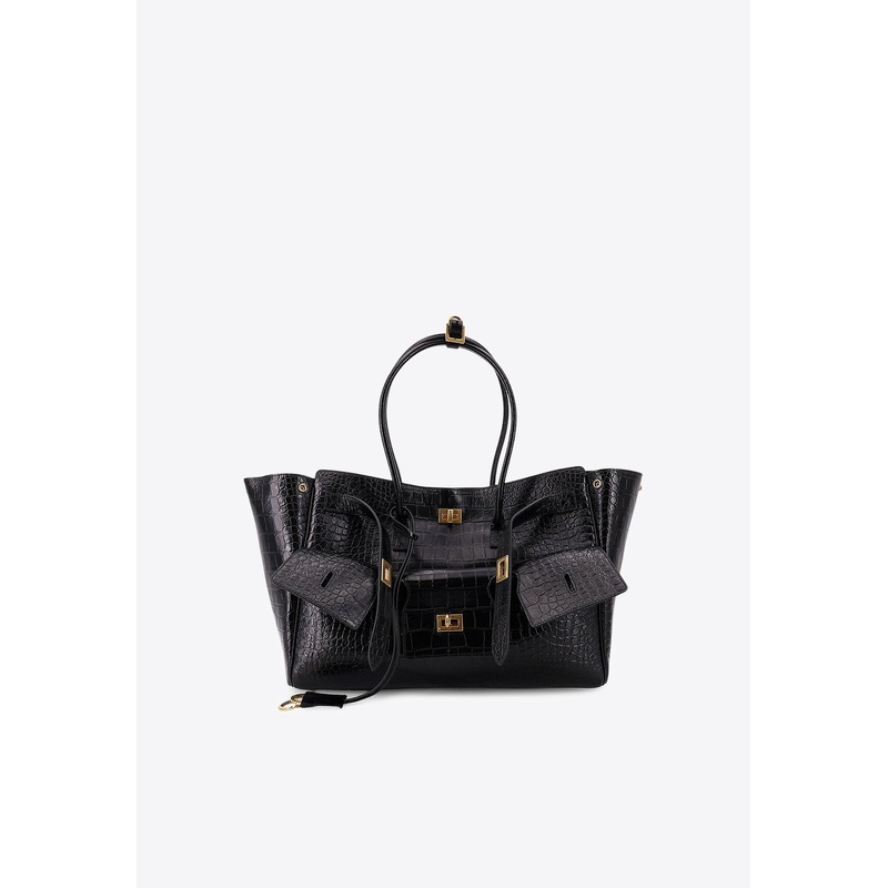Medium Bel Air Croc-Embossed Leather Tote Bag