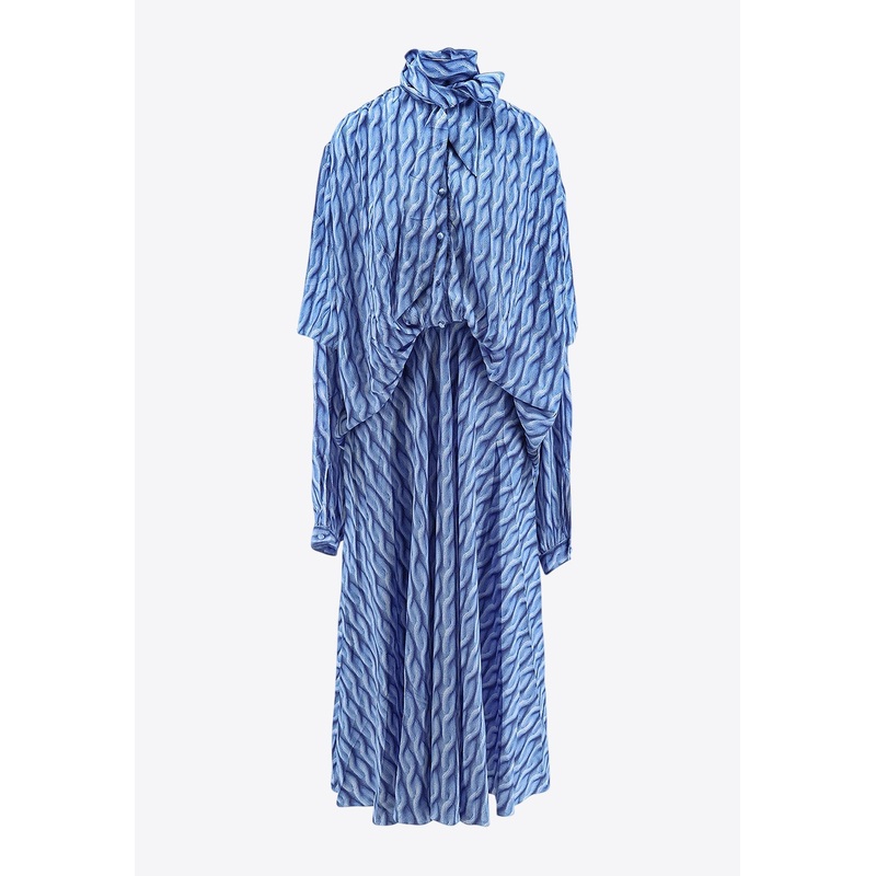 Patterned Draped Midi Dress