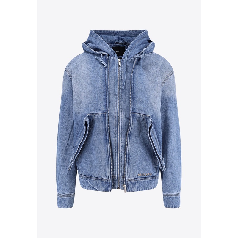 Reed Zip-Up Denim Jacket with Hood