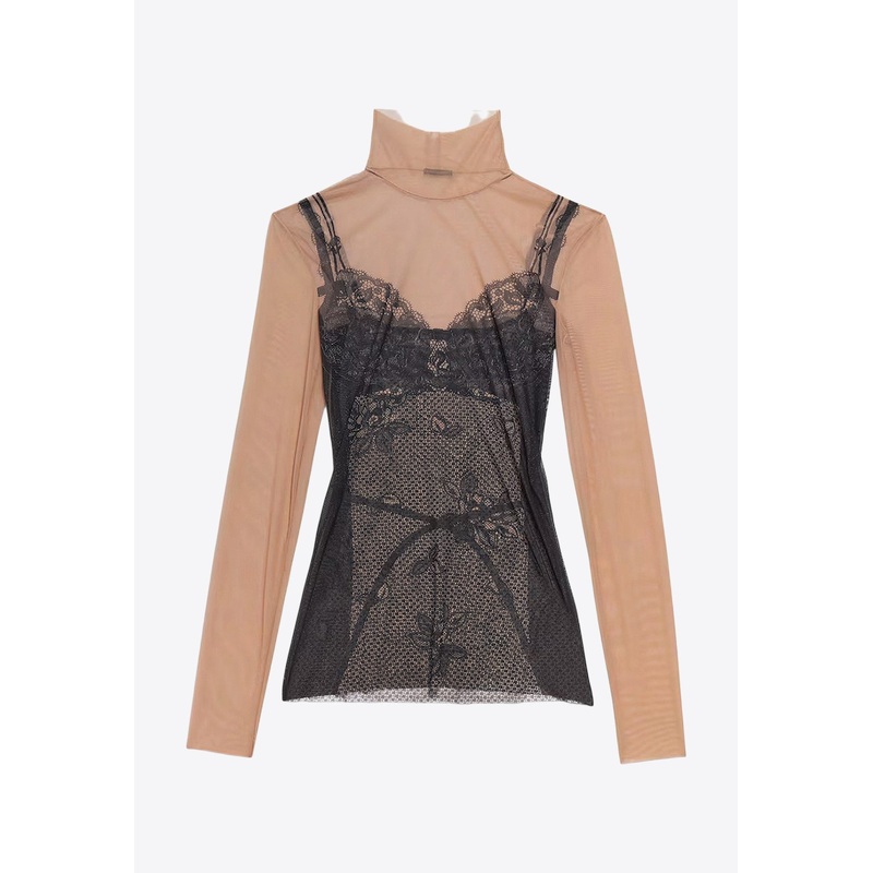 Trompe L'oeil Lingerie High-Neck Top