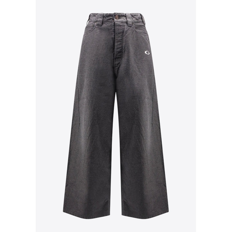 Trompe L'Oeil Wide-Leg Denim Pants