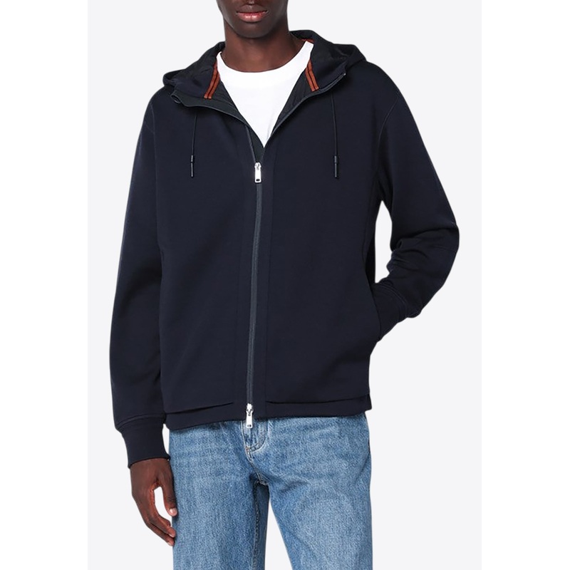 Zip-Up Hooded Sweatshirt in Wool-Blend