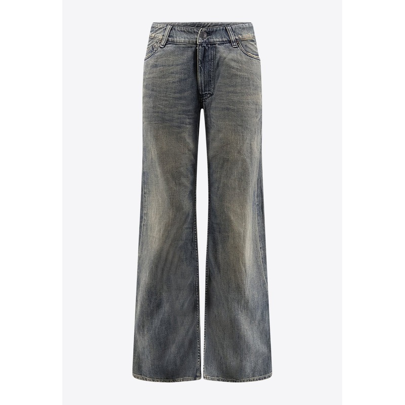 Curved-Waist Faded Jeans