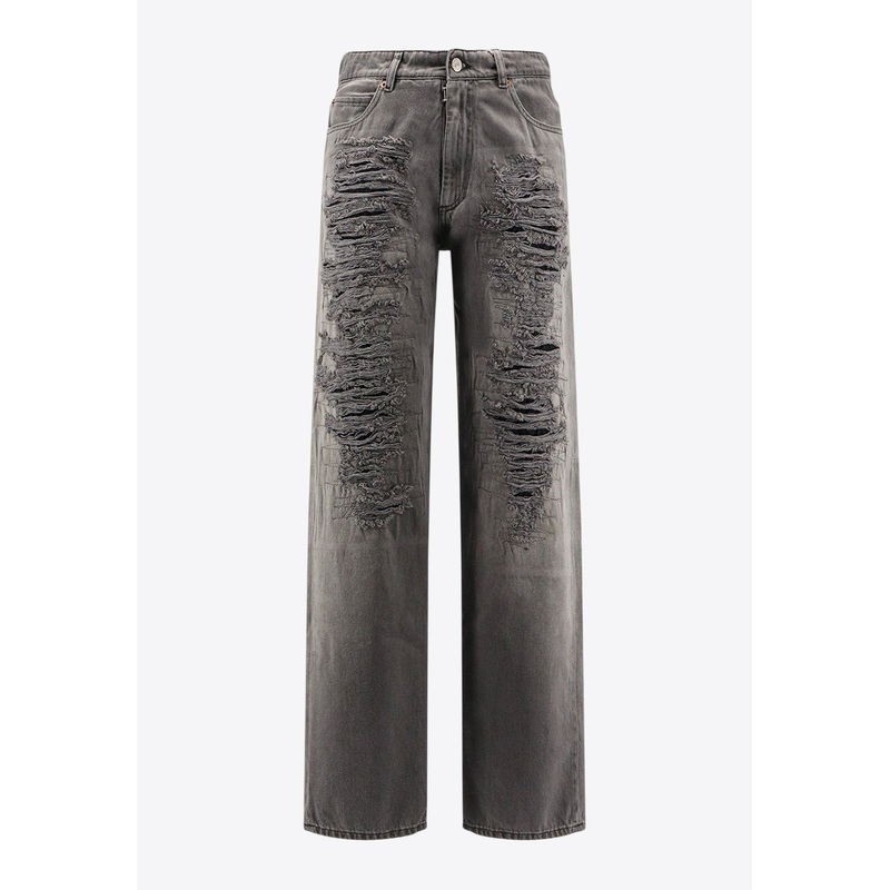 Destroyed Straight-Leg Jeans