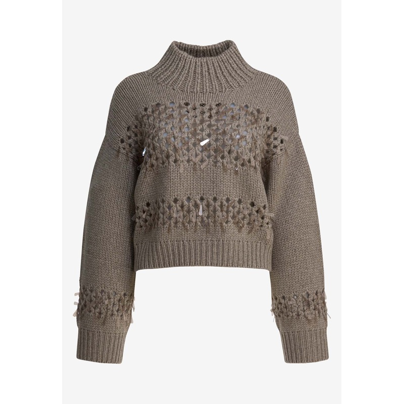 Embellished Openwork Cashmere Sweater