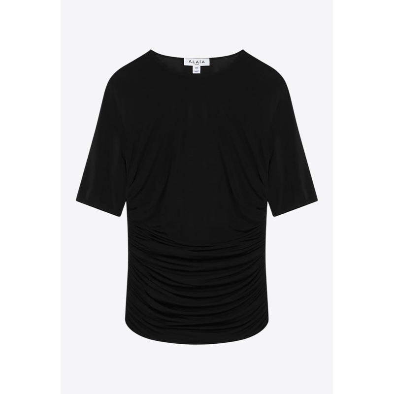 Gathered Fitted Crewneck Top