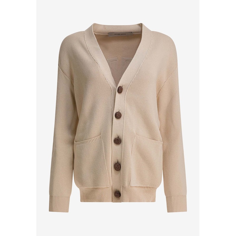 GOLDEN Patch Ribbed Cardigan