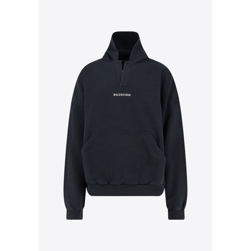 Logo Print Faded Hooded Sweatshirt