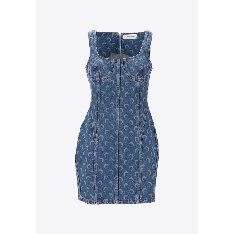 Moon Laser Denim Bustier Mini Dress