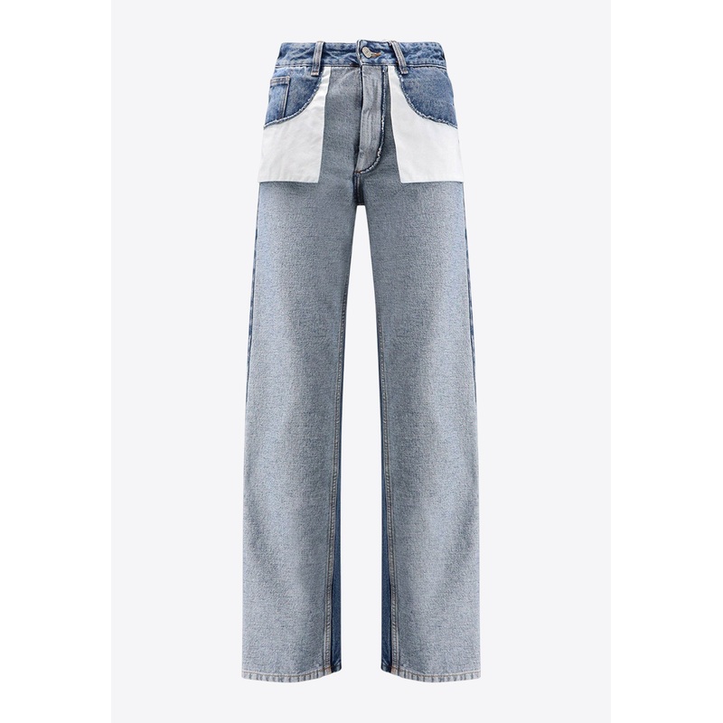 Reversed Pockets Straight-Leg Jeans