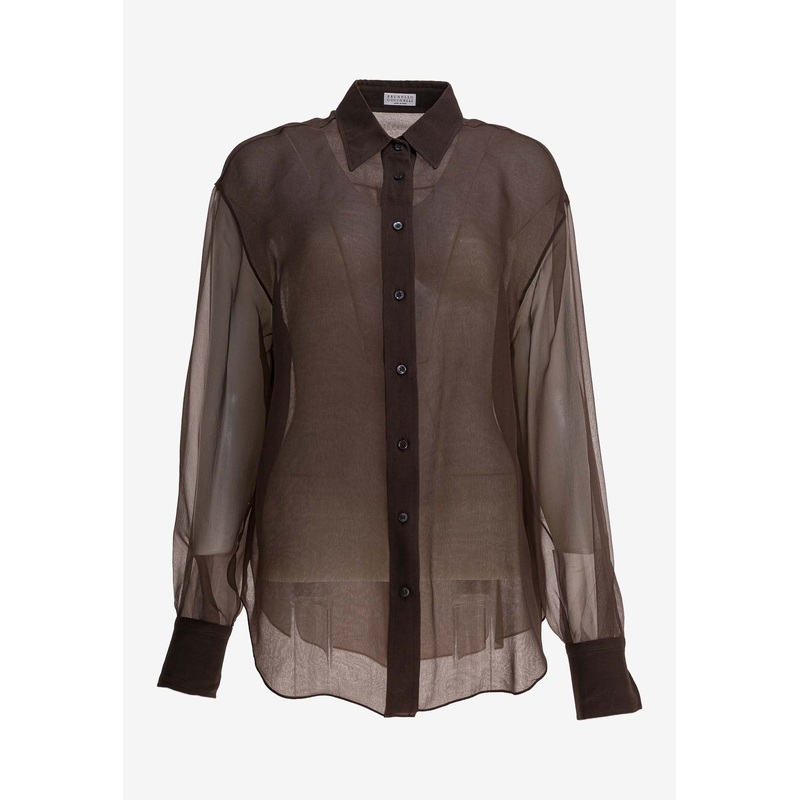Sheer Long-Sleeved Silk Shirt