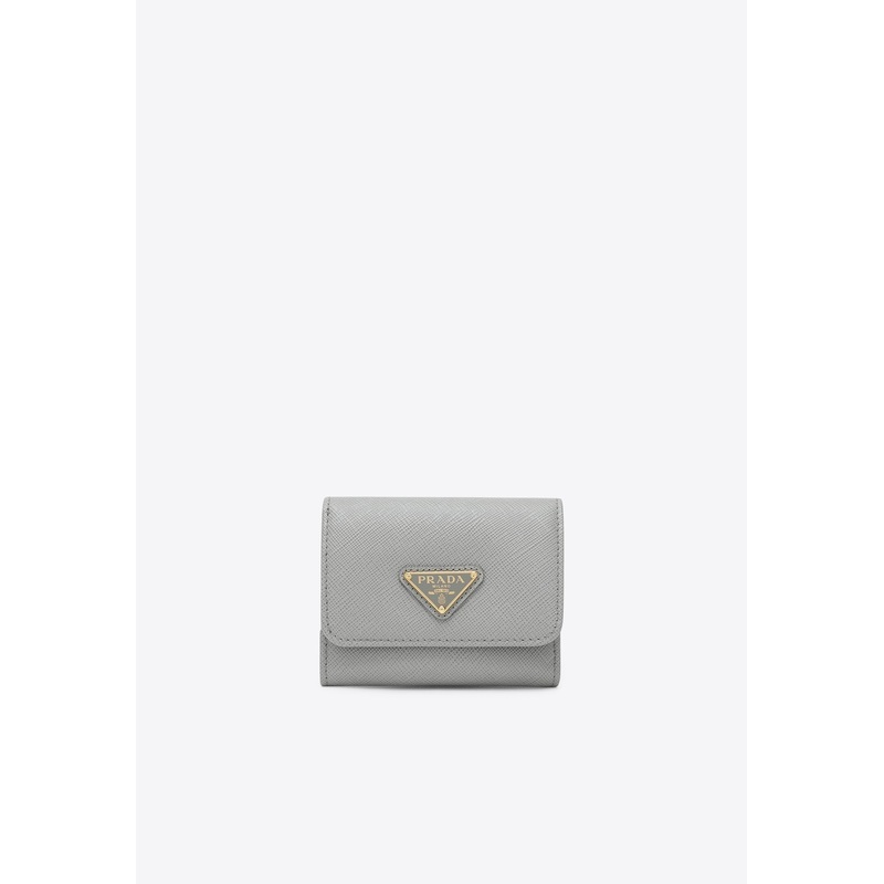 Small Triangle Logo Saffiano Wallet