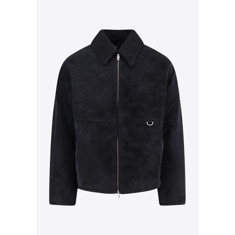 Zip-Up Faux Leather Shearling Jacket