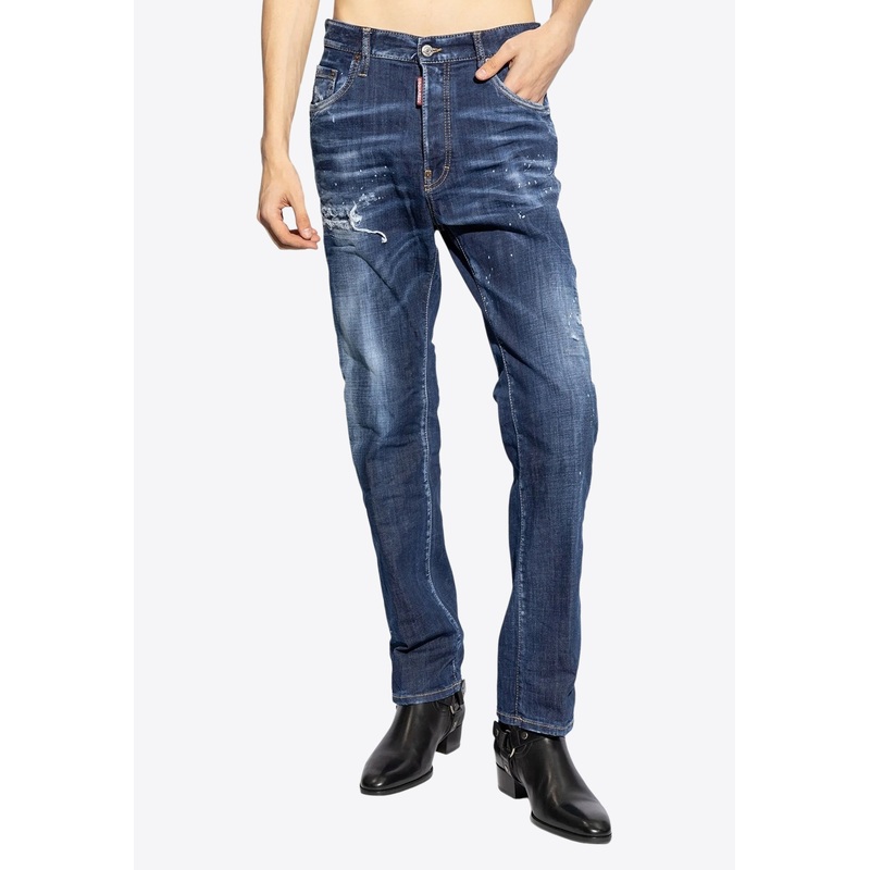 642 Distressed Straight-Leg Jeans