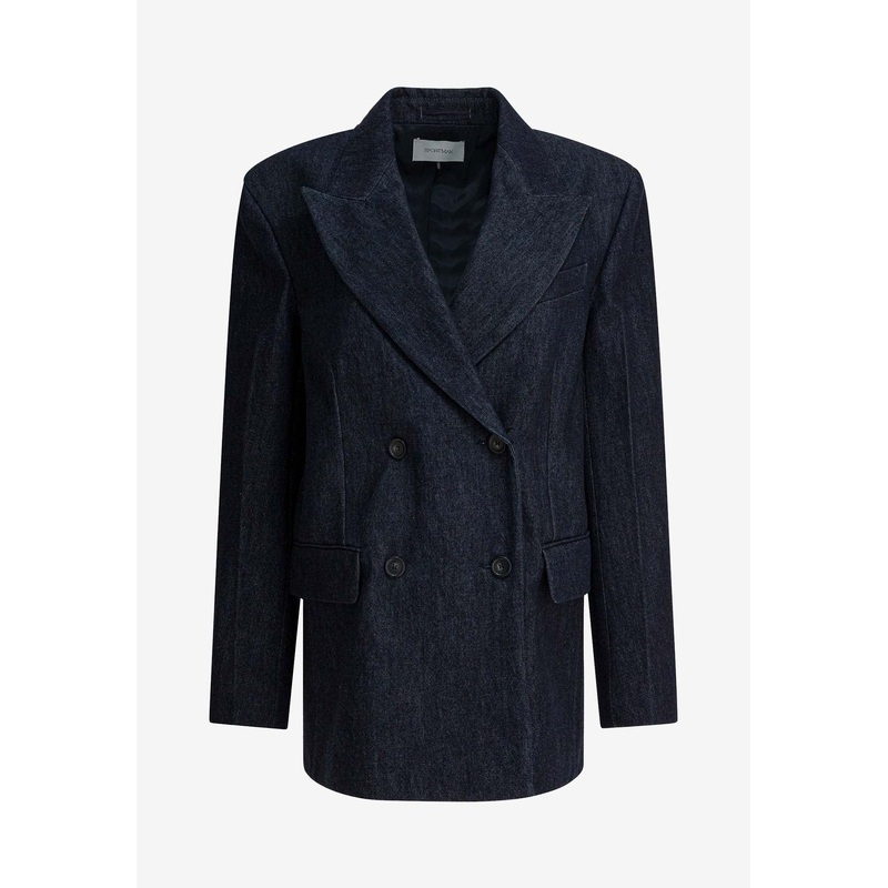 Ancella Double-Breasted Denim Blazer