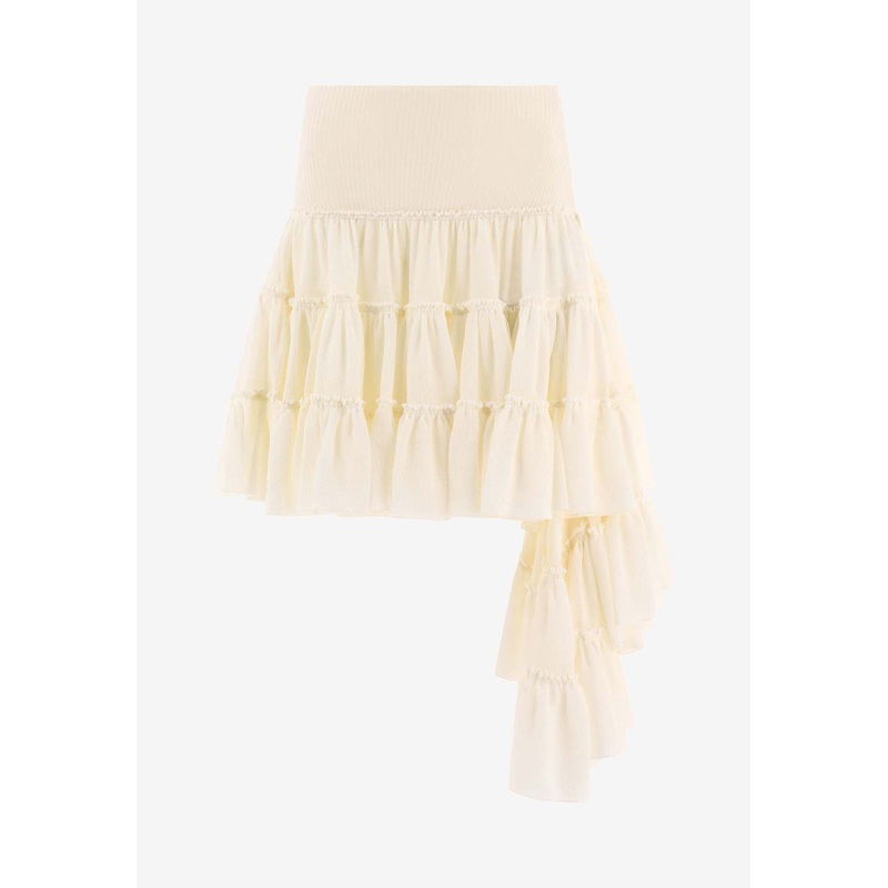 Asymmetric Midi Ruffled Skirt