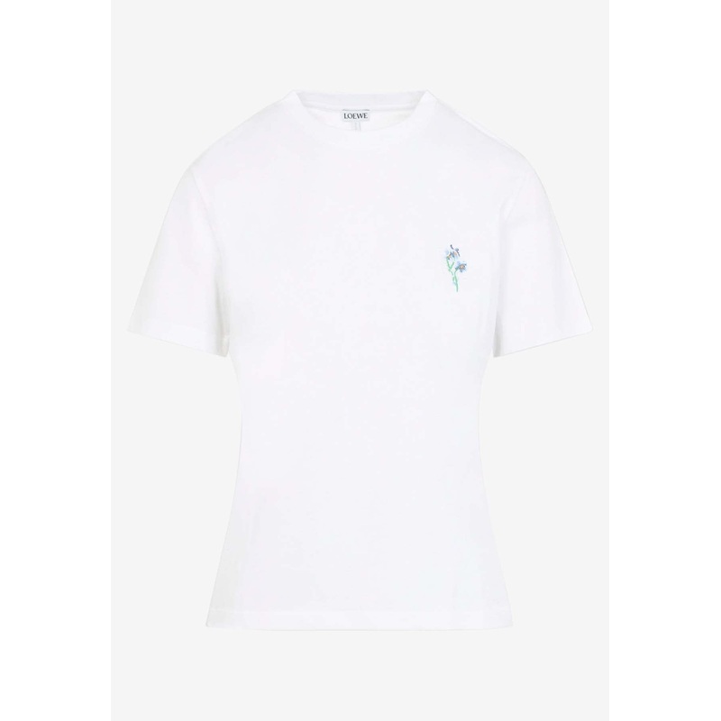 Floral-Embroidered Short-Sleeved T-shirt