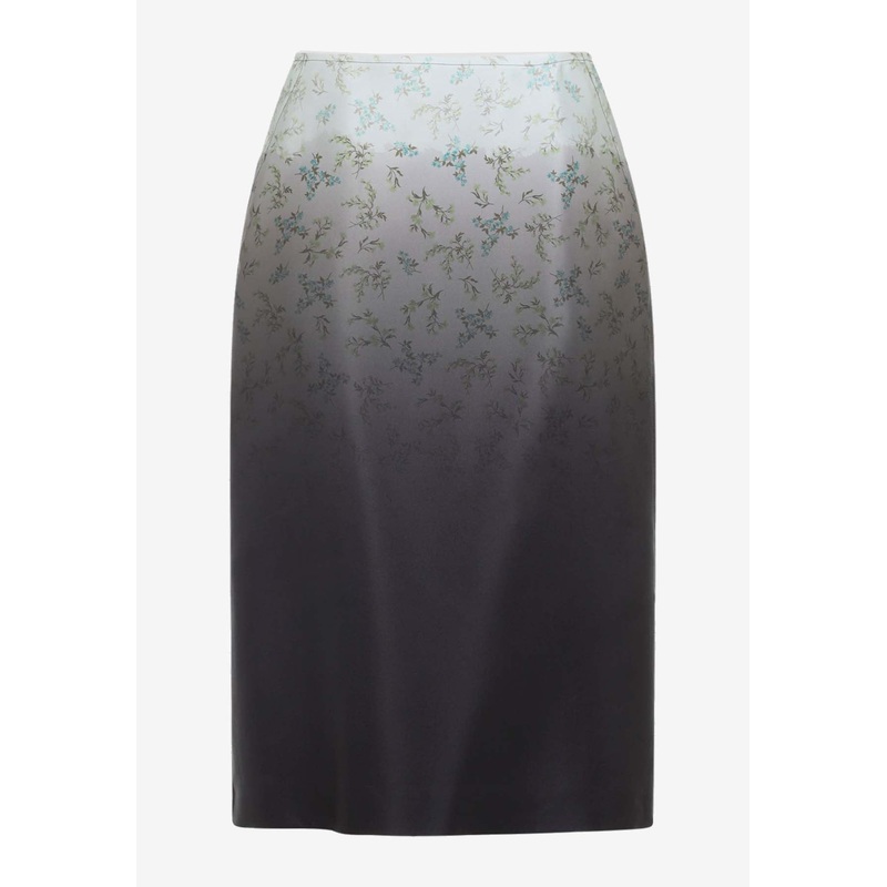Gradient-Effect Silk Midi Skirt