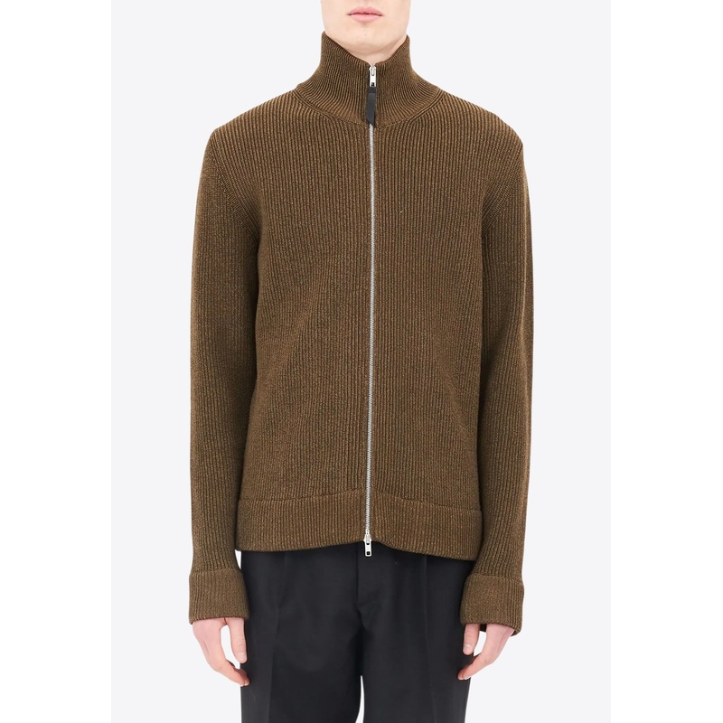 High-Neck Zip-Up Cardigan