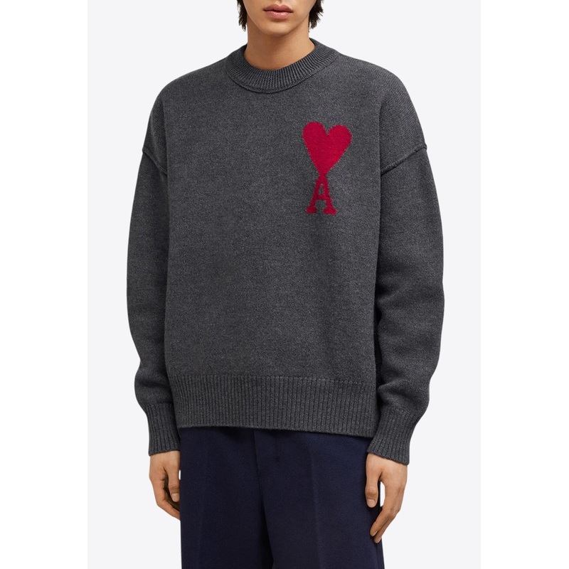 Intarsia Knit Ami De Coeur Wool Sweater