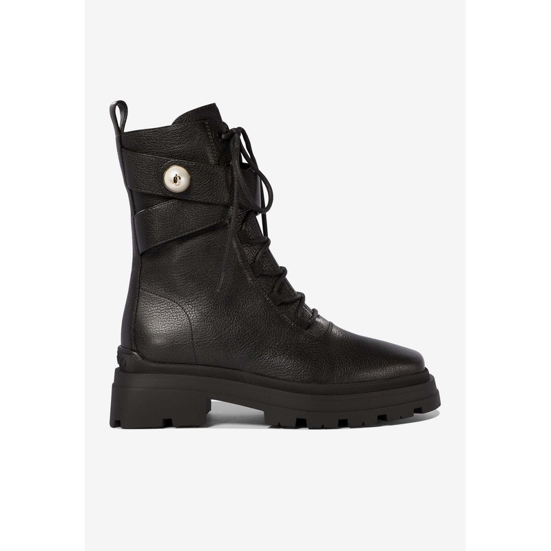 Noemi Grained Leather Combat Boots