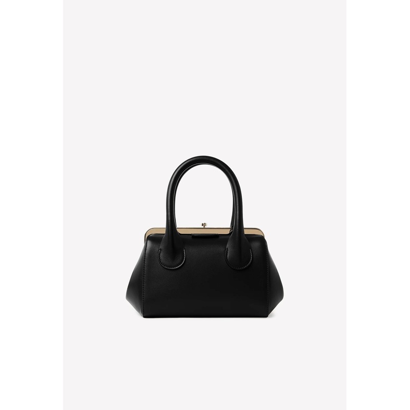 Small Joyce Frame Top Handle Bag in Calf Leather