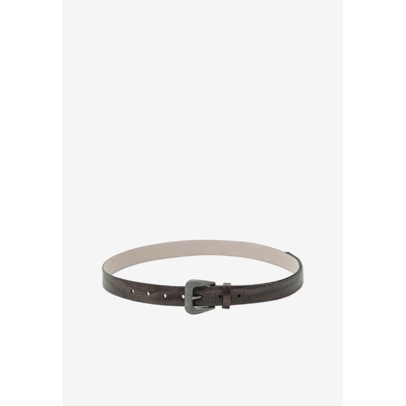 Snakeskin Print Leather Belt