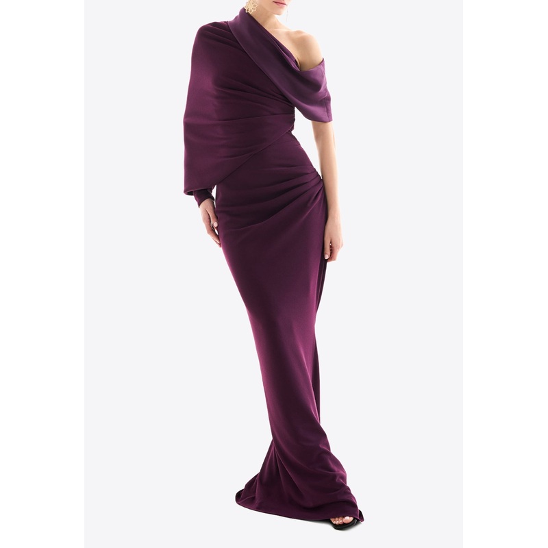 Amara One-Shoulder Draped Gown