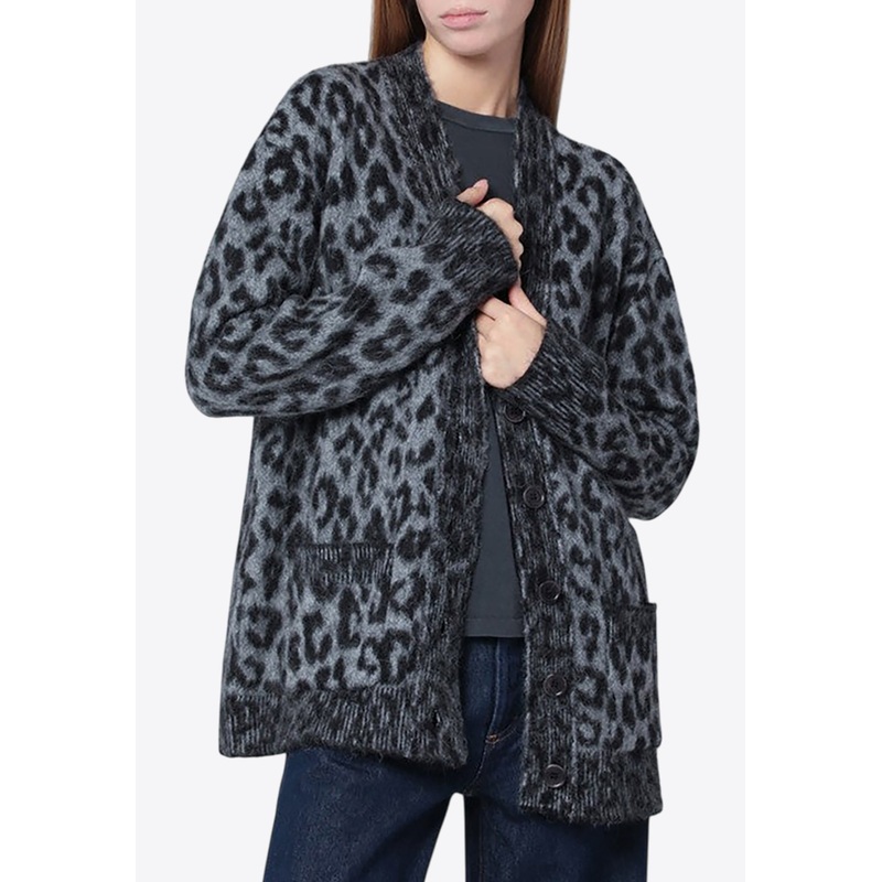 Banks Leopard Print Alpaca-Blend Cardigan