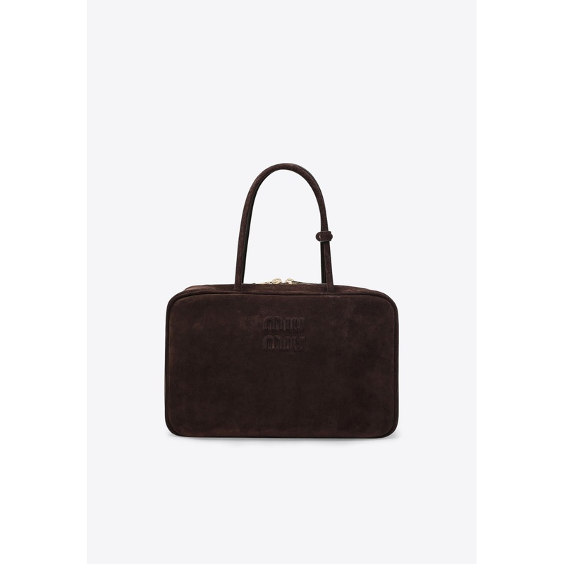 Beau Logo Suede Shoulder Bag