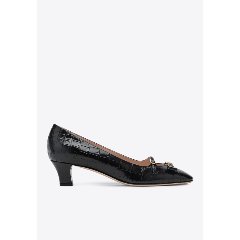 Bowow 45 Croc-Embossed Leather Pumps