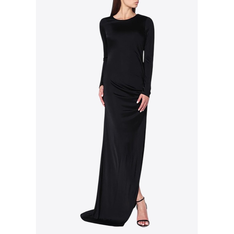 Brooch Satin Maxi Dress