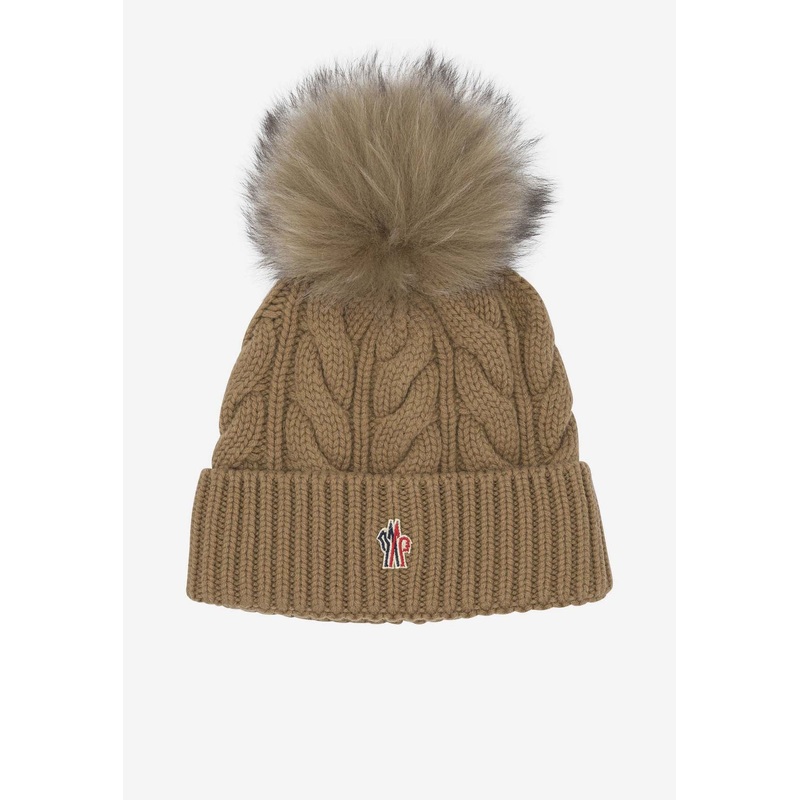 Cable Knit Wool Pompom Beanie