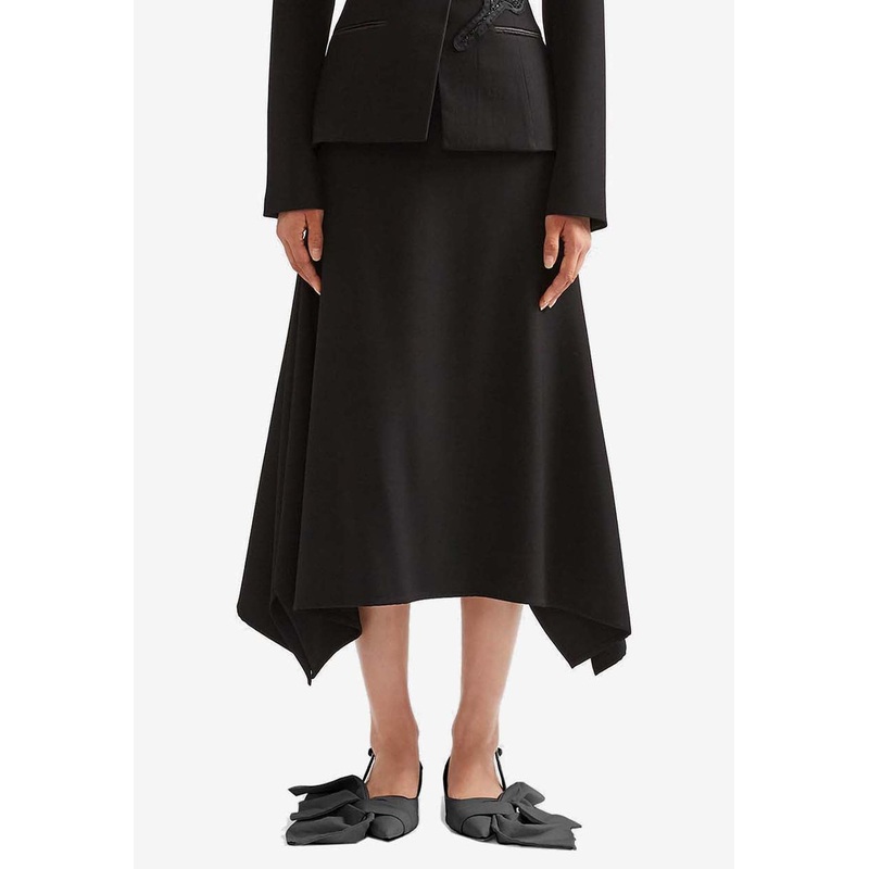 Draped Grain De Poudre Pencil Skirt