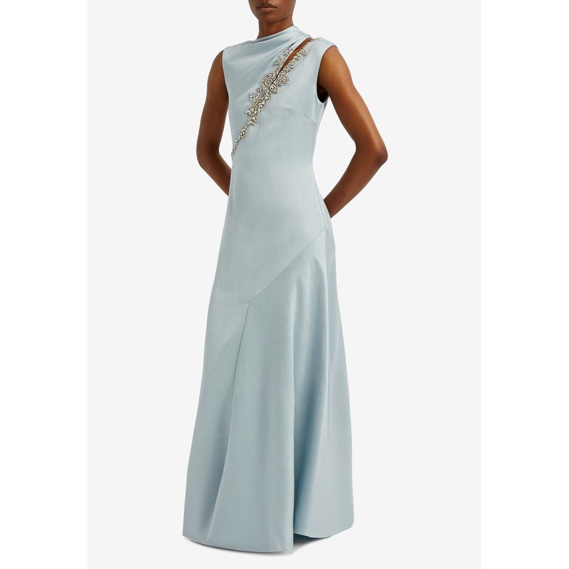 Embellished Satin Gown