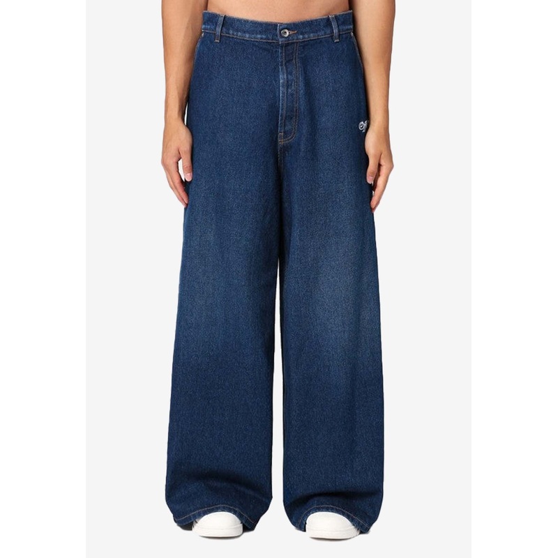 Embroidered Logo Wide Jeans