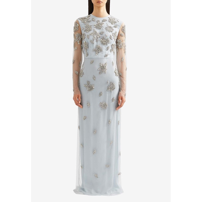 Embroidered Tulle Gown