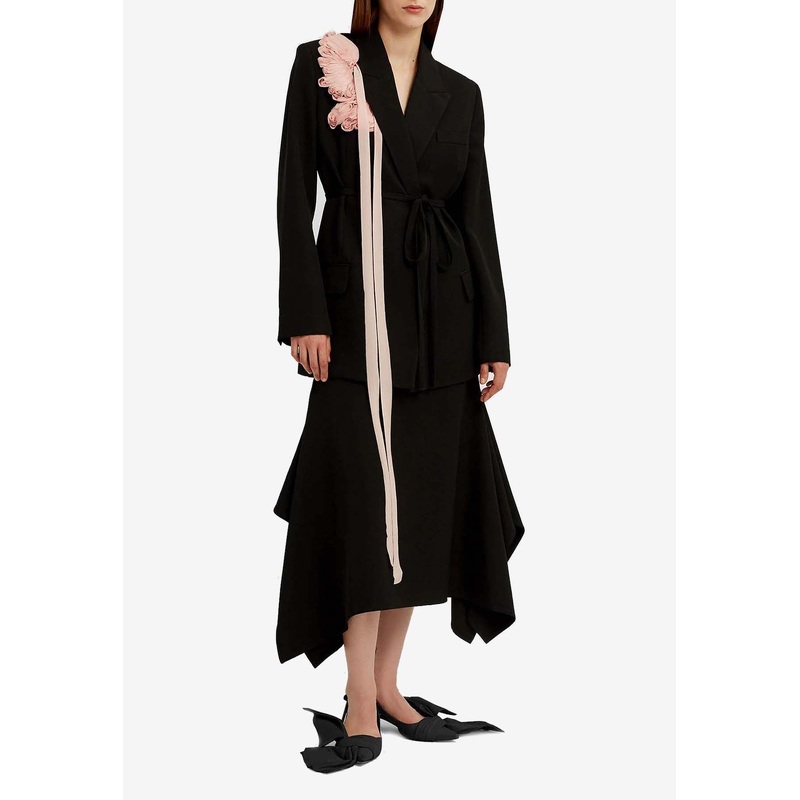 Floral Applique Wool Blazer