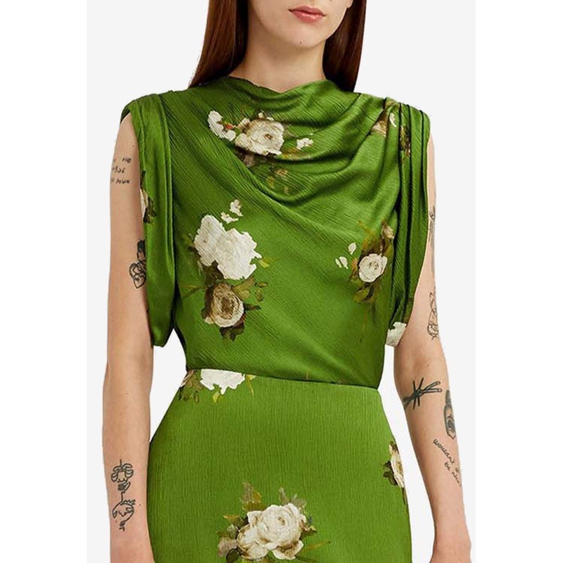 Floral Print Crinkle Satin Top