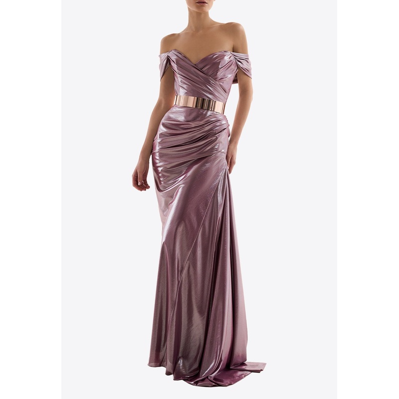 Gaia Glossy Draped Gown