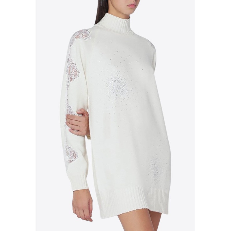 High-Neck Wool and Cashmere Mini Dress
