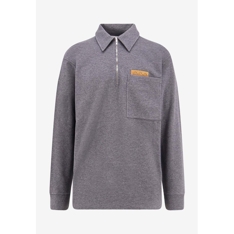 Intrecciato-Insert Polo Sweater