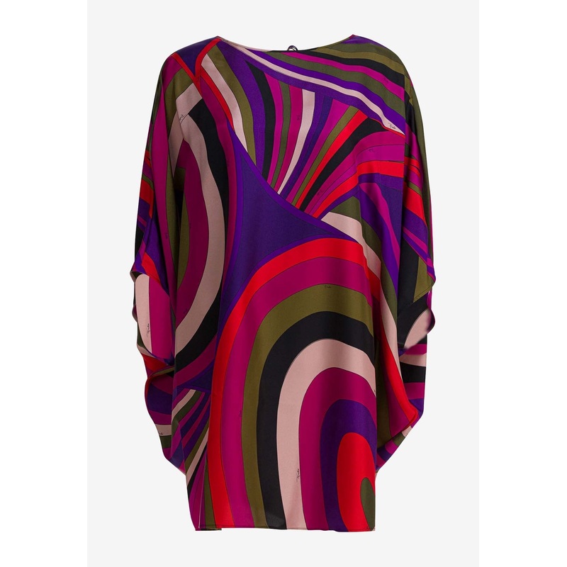 Iride Print Mini Silk Kaftan Dress