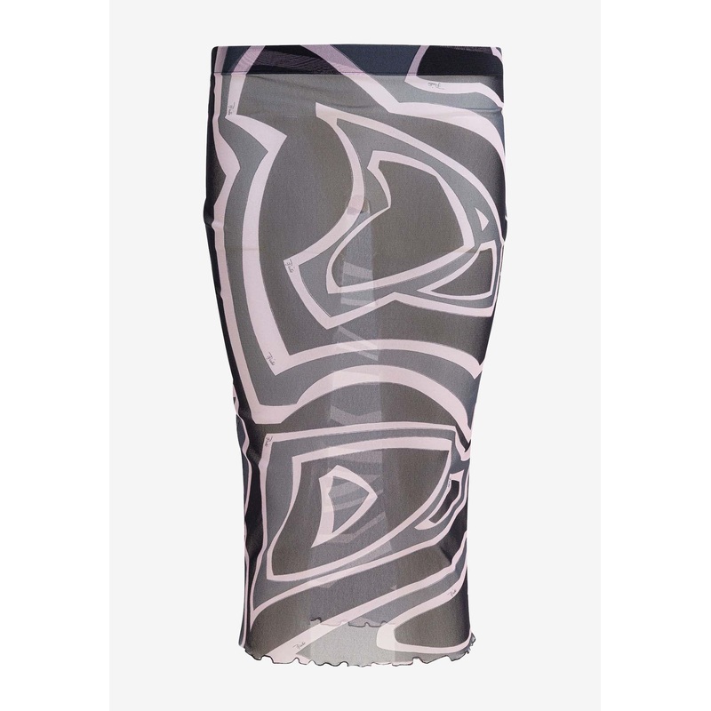 Labirinto Print Tulle Pencil Skirt
