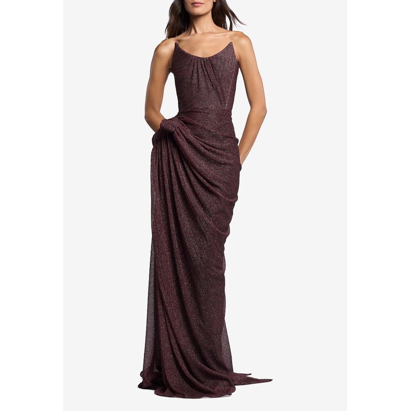 Lexicon Sculptural Metallic-Knit Gown