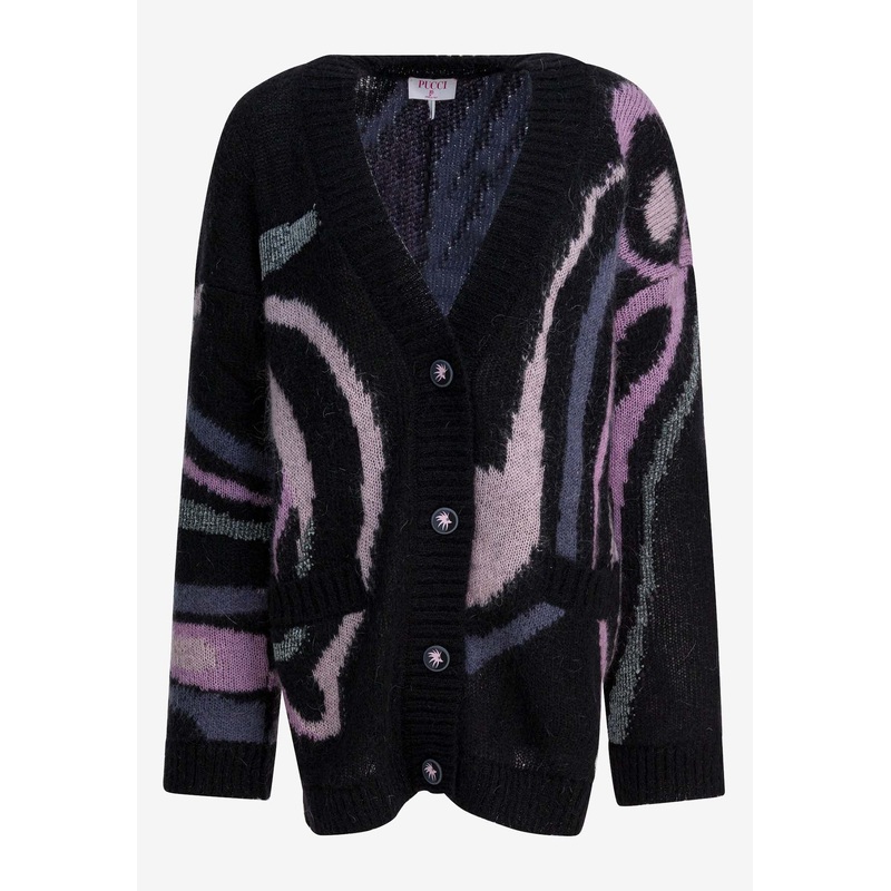 Marmo Print Mohair Wool Cardigan