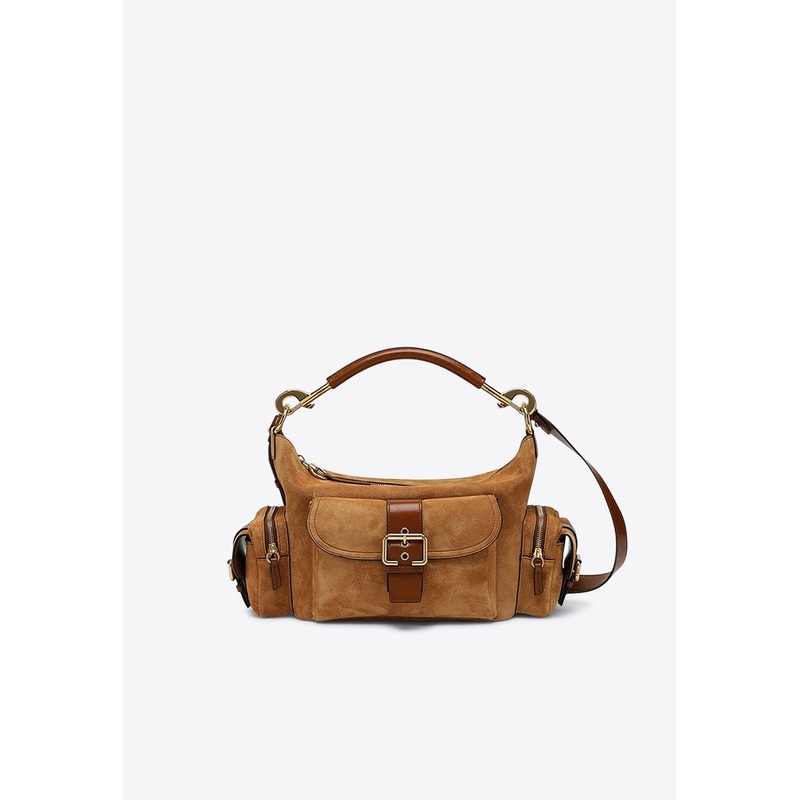 Medium Suede Camera Shoulder Bag