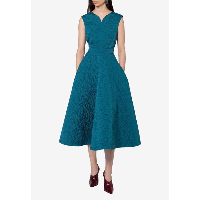 Ridha Textured Flared Midi Dress
