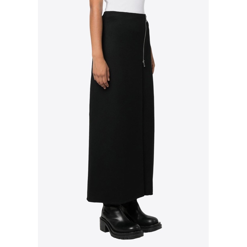 Zip-Up Wool Maxi Skirt
